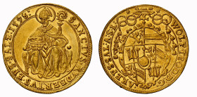 SALZBURG Goldprägungen des Erzbischofs Wolf Dietrich von Raitenau. 2 Dukaten 1598. 6,91 g. Fb. 660; Probszt 763; Zöttl 874 (Typ 6). GOLD NGC AU Detail...