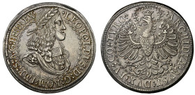 RDR / ÖSTERREICH. Leopold I. 1657-1705. 2 Taler o. J. (um 1680), Hall. 56.87 g. Herinek 570. Moser/T. 711. Dav. 3251. Hübsche Patina / Attractive pati...
