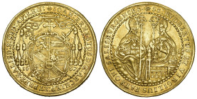 RDR / ÖSTERREICH
Salzburg, Erzbistum Max Gandolph von Küenburg, 1668-1687. 5 Dukaten 1687. 17.34 g. Zöttl 1917. Probszt 1599. Fr. 802. leicht gewellt ...