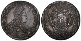 RÖMISCH DEUTSCHES REICH Karl VI. 1711-1740. Doppeltaler o. J., Hall; Dav. 1049; Her. 281; M-T. 865, schöne Patina vorzüglich +