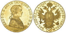 RDR / ÖSTERREICH. Ferdinand I. 1835-1848. 4 Dukaten 1843 A, Wien. 13.98 g. Herinek 8. Fr. 480. Überdurchschnittliche Erhaltung minimale Haarlinien son...