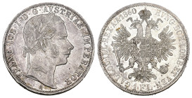ÖSTERREICH 1860 Florin Silber 12.5g KM 2219 selten bis unzirkuliert