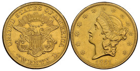 USA 1851 O 20 Dollar Gold 33.4g NGC UNC Detail leicht berieben