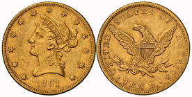 USA 1861 10 Dollar Gold 16.7g selten NGC AU 53