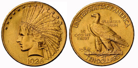 USA  1926 10 Dollar Gold 16.7g Indianer Prachtexemplar NGC MS 62
