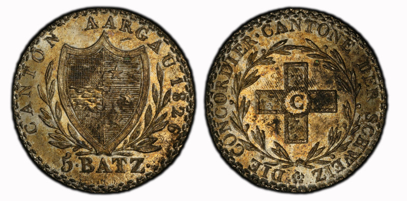 Schweiz | Switzerland | Suisse | Svizzera Aargau 5 Batzen 1826. 4,47 g. D.T.196....
