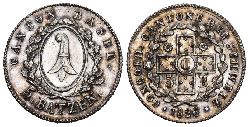 Schweiz | Switzerland | Suisse | Svizzera Basel 1826 5 Batzen Silber 4.6g HMZ 2-...