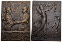 Basler Medaillen. Bronze  Plakette 1901 (von Hans Frei) auf den 400. Jahrestag des Beitritts Basels zur Eidgenossenschaft. Eidgenosse und Basler reich...