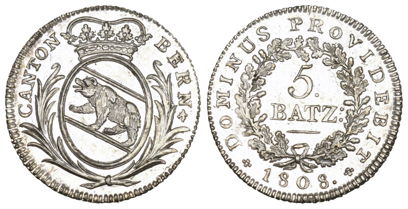 Schweiz | Switzerland | Suisse | Svizzera Bern. Stadt und Kanton. 5 Batzen 1808,...