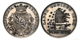 Bern Silbermedaille o. J. (1820). Schulprämie. Gekröntes Wappen in kleinem Kranz. Rv. Bienenkorb. 14.75 g. Schweizer Medaillen 705.NGC MS 63 Cert.No: ...