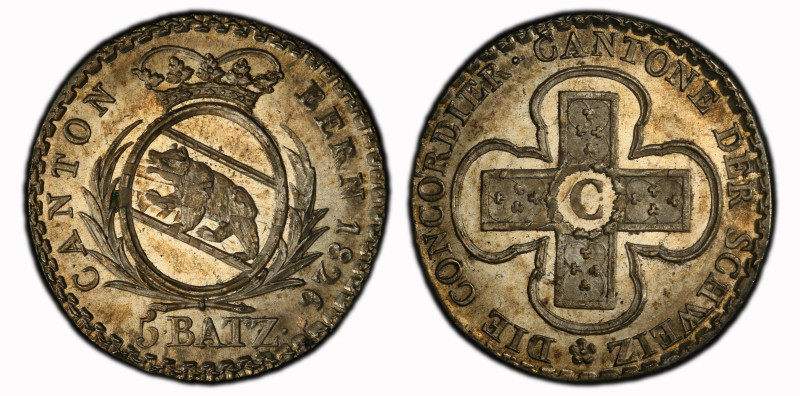 Schweiz | Switzerland | Suisse | Svizzera Bern 5 Batzen 1826. Wertangabe "5 BAZ"...
