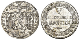 Graubünden Kanton. 5 Batzen 1826, Zürich. 4.36 g. D.T. 179b. HMZ 2-604b. Sehr schön-vorzüglich