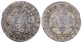 Schwyz. Dicken 1656, Schwyz. Gekrönter Doppeladler mit Nimben, unten im Abschnitt Schwyzerwappen die Jahreszahl teilend. Rv. Hl. Martin zu Pferd nach ...