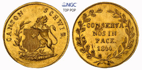 Schwyz. Dukat 1844, Schwyz. 3.47 g. D.T. 80. HMZ 2-806a. Richter (Schützentaler) 91a. Fr. 380. Sehr selten. Nur 50 Exemplare geprägt / Very rare. Only...