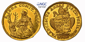 Thurgau. Fischingen, Abtei. Franz Troger, 1688-1728. Dukat 1726, Zürich. Auf das goldene Priesterjubiläum des Abtes. Mehrfeldiges Stifts- und Familien...