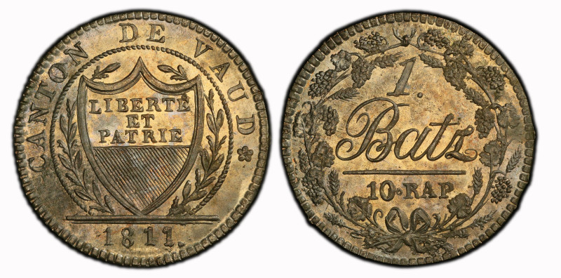 Schweiz | Switzerland | Suisse | Svizzera Waadt 1811 Batzen HMZ 2-1004 PCGS MS 6...