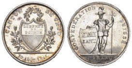 Waadt 1845 1 Franken Silber 7.5g HMZ 2-1001c vorzüglich bis unzirkuliert