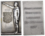 Lausanne Manifestation Olympiques Lausanne 1927 Bronze-versilbert 21.7x36.1mm vorzüglich +