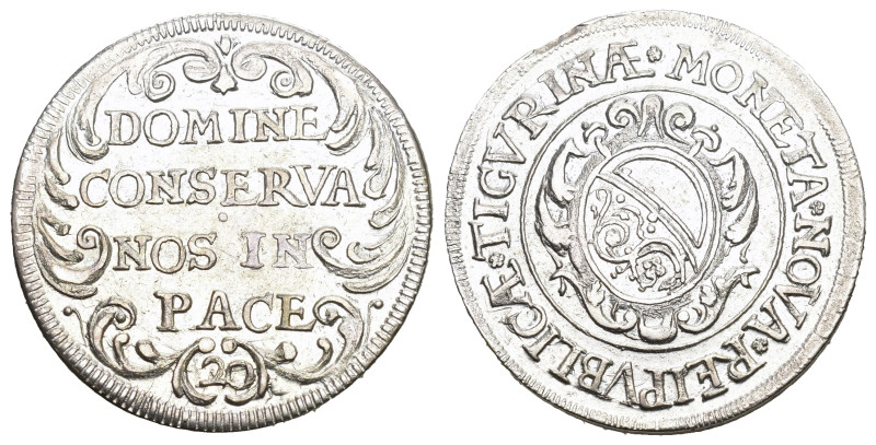 Schweiz | Switzerland | Suisse | Svizzera Zürich O.J 1/2 Gulden 20 Schilling Sil...