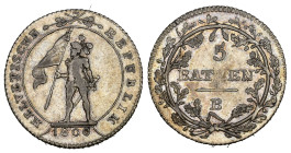 Helvetische Republik. 5 Batzen 1800  Silber 4.5g HMZ 2-1188c sehr schön