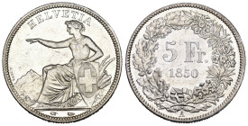 Eidgenssoenschaft 1850 5 Fraken Silber 25g KM 11 vorzüglich