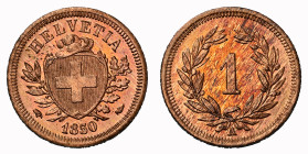 Eidgenossenschaft 1 Rappen 1850. Divo 11. HMZ 2-1215a. Selten in dieser Erhaltung / Rare in this condition. Prachtexemplar / Cabinet piece. NGC MS 65 ...
