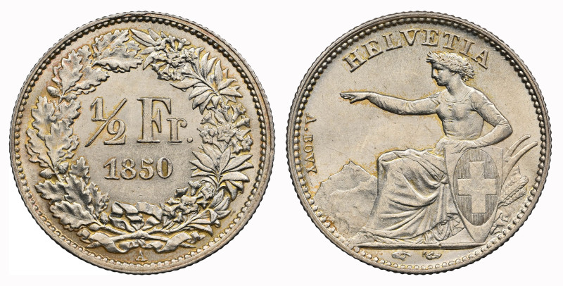 Schweiz | Switzerland | Suisse | Svizzera Eidgenossenschaft 1/2 Franken 1850 A, ...