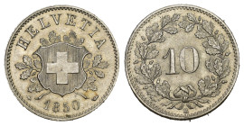 Eidgenossenschaft. 10 Rappen 1850 BB, Strassburg. 2.48 g. Divo 6. HMZ 2-1209a. Prachtvolle Erhaltung / Magnificent condition. FDC