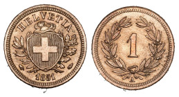 Eidgenossenschaft 1 Rappen 1851. 1,48 g. Divo 19. HMZ 2-1215b. Fast FDC