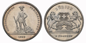 Eidgenossenschaft 5 Franken 1859 Silber Schützentaler NGC AU Detail minimal berieben Cert.No: 2930668-003