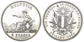 Eidgenossenschaft 5 Franken 1863. La Chaux-de-Fonds. Tir fédéral. 25.03 g. Richter (Schützenmedaillen) 944a. Prachtvolle Erhaltung, leicht gereinigt f...