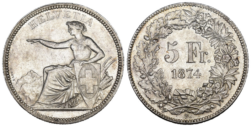 Schweiz | Switzerland | Suisse | Svizzera Eidgenossenschaft 5 Franken 1874 B., B...