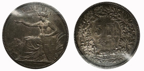 Eidgenossenschaft. 5 Franken 1874 B, Bern. 24.97 g. Divo 46. HMZ 2-1197d.  PCGS MS 62 Patina Cert.No: 47496763