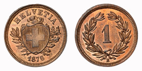 Eidgenossenschaft 1 Rappen 1876 Kupfer, NGC MS 64 RB Cert.No: 2932900-052