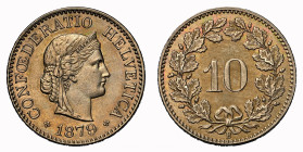 Eidgenossenschaft 10 Rappen 1879 B NGC MS 64 Cert.No: 2932900-021