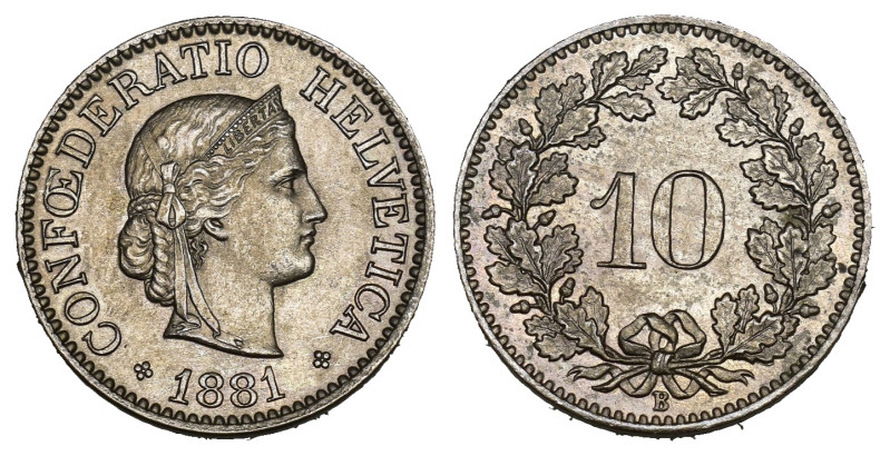 Schweiz | Switzerland | Suisse | Svizzera Eidgenossenschaft 10 Rappen 1881 KM 27...