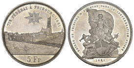 Eidgenossenschaft 5 Franken 1881 Fribourg Schützentaler Silber 25g leicht berieben sonst fast unzirkuliert