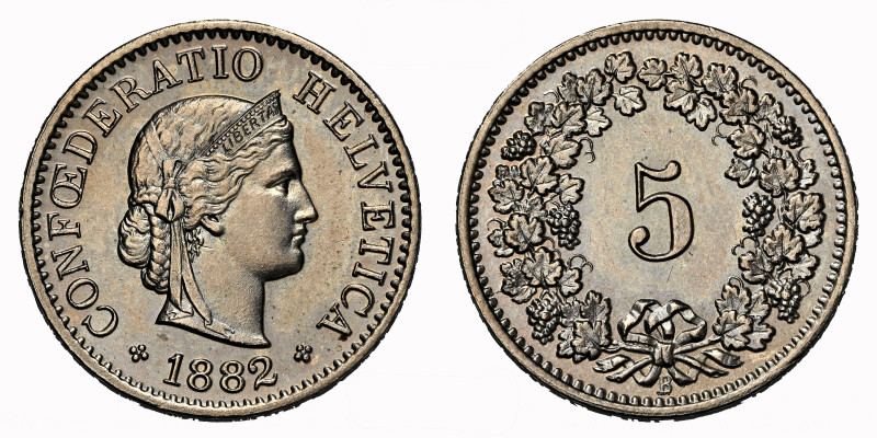 Schweiz | Switzerland | Suisse | Svizzera Eidgenossenschaft 5 Rappen 1882 B NGC ...