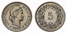 Eidgenossenschaft 5 Rappen 1882 B NGC MS 63 Cert.No: 2932900-026
