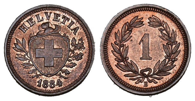 Schweiz | Switzerland | Suisse | Svizzera Eidgenossenschaft 1 Rappen 1884 Kupfer...