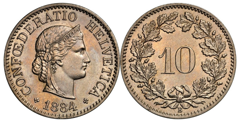 Schweiz | Switzerland | Suisse | Svizzera Eidgenossenschaft 10 Rappen 1884 B NGC...