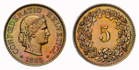 Eidgenossenschaft 5 Rappen 1885 B NGC MS 65 Cert.No: 2932900-023