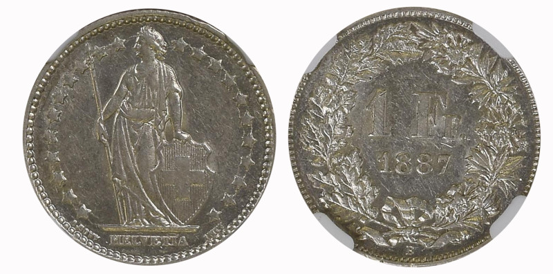 Schweiz | Switzerland | Suisse | Svizzera 1 Franken 1887 B, Bern. Divo 103. HMZ ...
