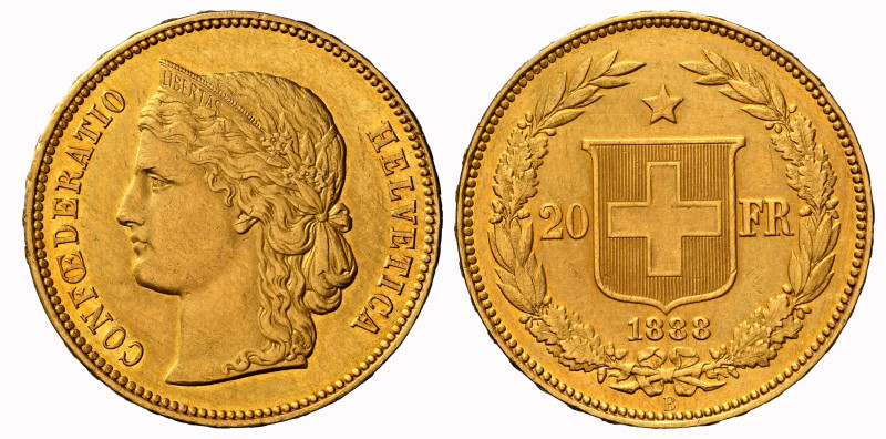 Schweiz | Switzerland | Suisse | Svizzera Eidgenossenschaft 20 Franken 1888 B, B...