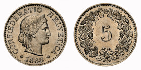 Eidgenossenschaft 5 Rappen 1888 NGC MS 66 Cert.No: 2932900-012