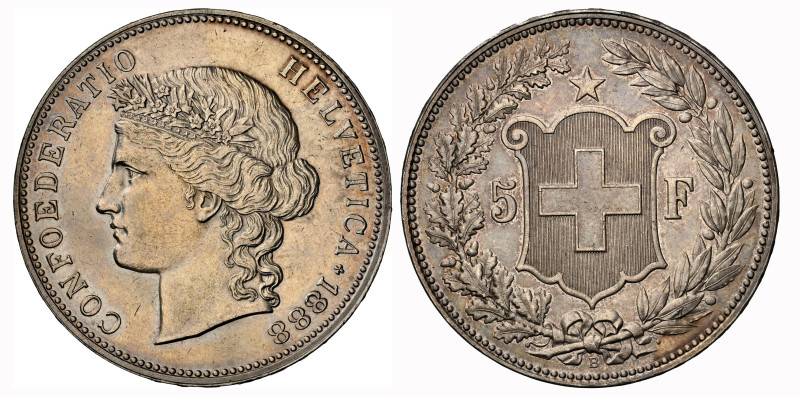 Schweiz | Switzerland | Suisse | Svizzera Eidgenossenschaft 5 Franken 1888 B, Be...