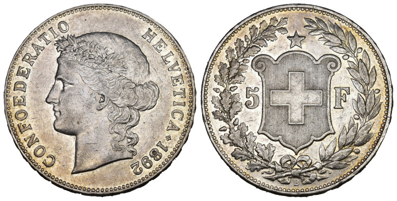 Schweiz | Switzerland | Suisse | Svizzera Eidgenossenschaft 5 Franken 1892 B, Be...