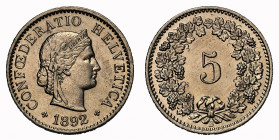 Eidgenossenschaft 5 Rappen 1892 NGC MS 65 Cert.No: 2932900-025
