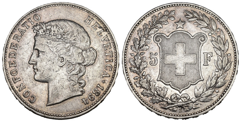 Schweiz | Switzerland | Suisse | Svizzera Eidgenossenschaft 5 Franken 1894 B, Be...