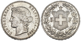 Eidgenossenschaft 5 Franken 1895 B, Bern. 24.94 g. Divo 144. HMZ 2-1198g  sehr schön